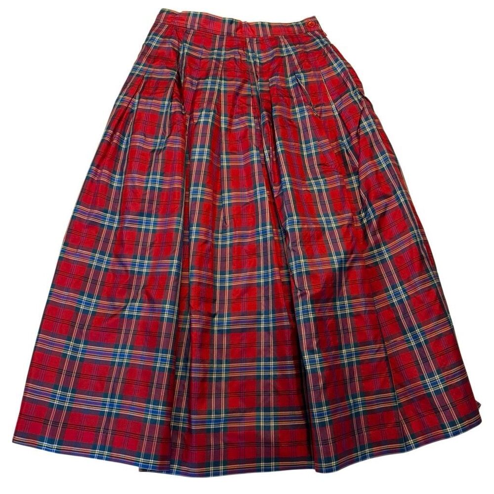 Vintage Herman Geist | Silk Pleated Midi Skirt Crinoline | Size 10 | Made in USA